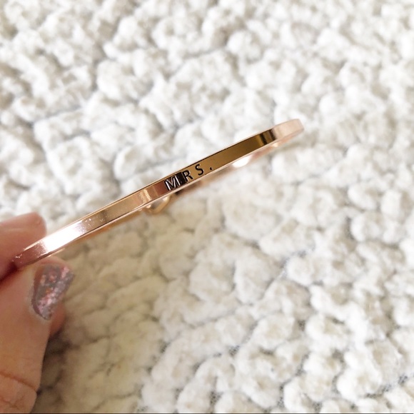 “Mrs.” Rose Gold Minimalist Bracelet - Picture 2 of 3